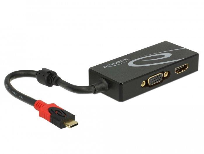 DeLock  DeLOCK 87730 Videokabel-Adapter 0,2 m USB Typ-C HDMI + VGA (D-Sub) Schwarz 