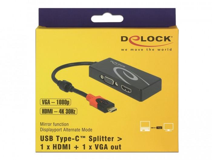 DeLock  DeLOCK 87730 cavo e adattatore video 0,2 m USB tipo-C HDMI + VGA (D-Sub) Nero 