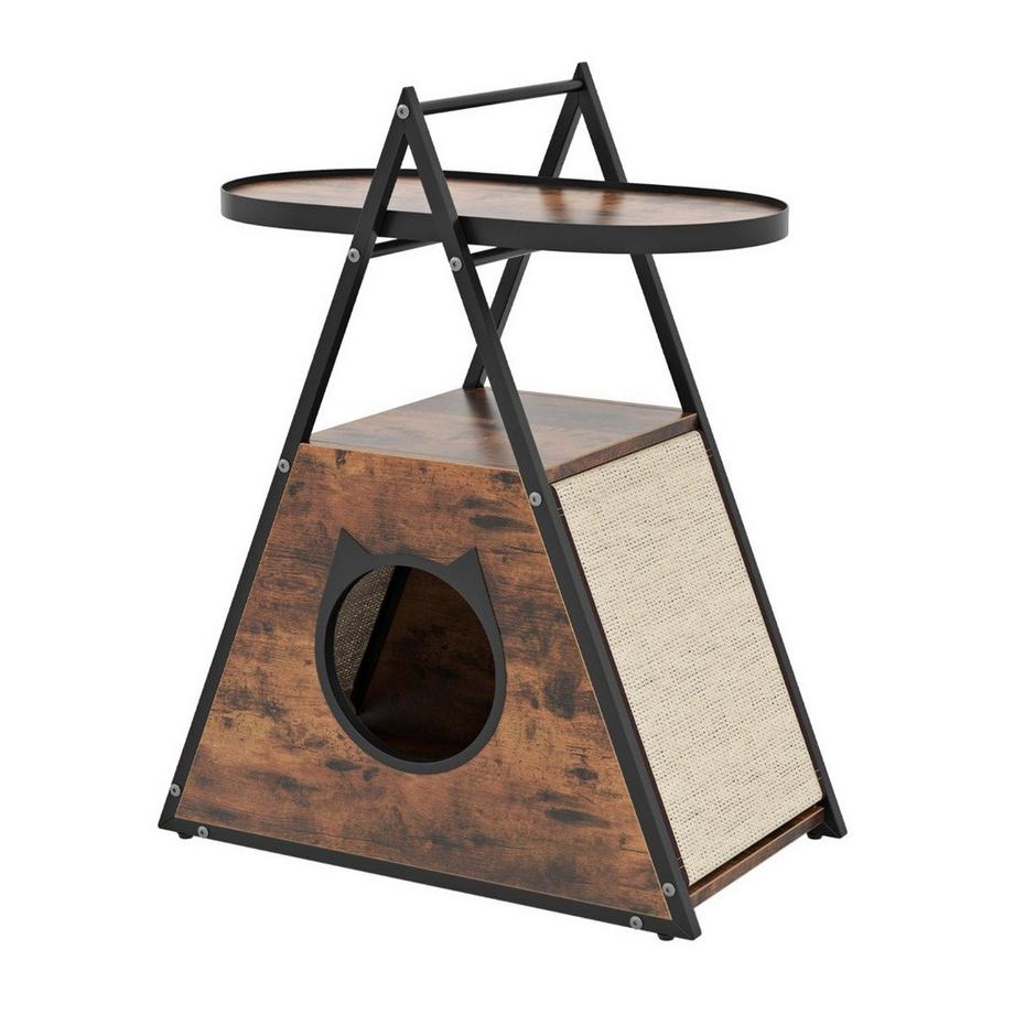 Northix  3 in 1 Katzenschrank Katzenhaus & Beistelltisch & Nachttisch mit Katzenhöhle & Kratzmatten 