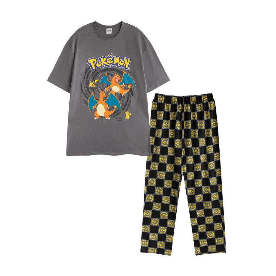 Ensemble De Pyjama Long Manches Courtes Motif Pikachu Et Dracaufeu