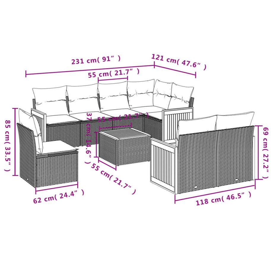 VidaXL Garten sofagarnitur poly-rattan  