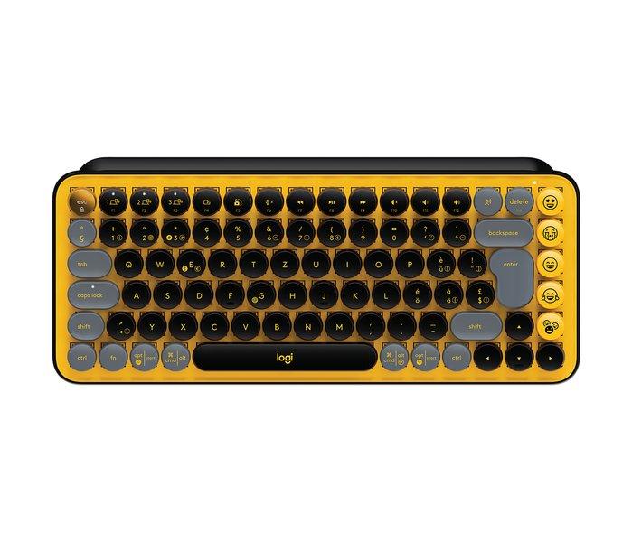 Logitech  POP Keys Wireless Mechanical Keyboard With Emoji Keys tastiera RF senza fili + Bluetooth QWERTZ Svizzere Nero, Grigio, Giallo 