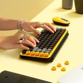 Logitech  POP Keys Wireless Mechanical Keyboard With Emoji Keys tastiera RF senza fili + Bluetooth QWERTZ Svizzere Nero, Grigio, Giallo 