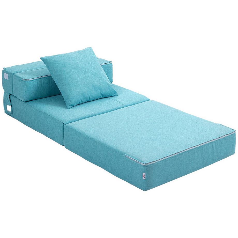 Northio Chaise De Couchage Pliante, Canapé-Lit, Chaise Pliante 2 En 1 Avec Fonction Lit, Chaise De Relaxation Avec Oreillers, Lit D'Appoint, Capacité De Charge Jusqu'À 100 Kg, Bleu  