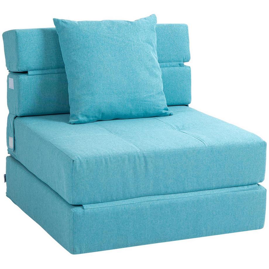 Northio Chaise De Couchage Pliante, Canapé-Lit, Chaise Pliante 2 En 1 Avec Fonction Lit, Chaise De Relaxation Avec Oreillers, Lit D'Appoint, Capacité De Charge Jusqu'À 100 Kg, Bleu  
