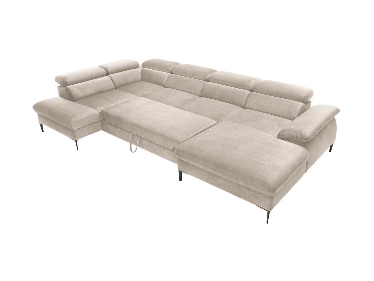 PASCAL MORABITO Divano letto panoramico in Velluto Beige - Angolo a destra - SEPINA di PASCAL MORABITO  