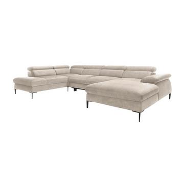 Große Wohnlandschaft mit Schlaffunktion - Ecke rechts - Samt - Beige - SEPINA von Pascal Morabito