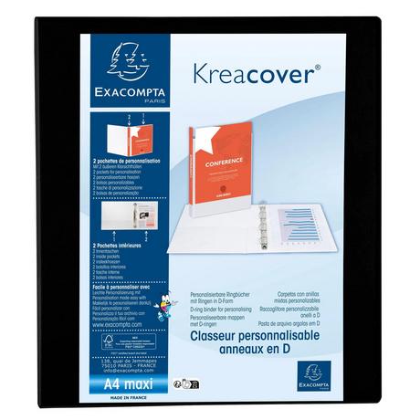 Exacompta Classeur PP personnalisable Kreacover - 4 anneaux en D 40mm - A4 maxi - x 10  