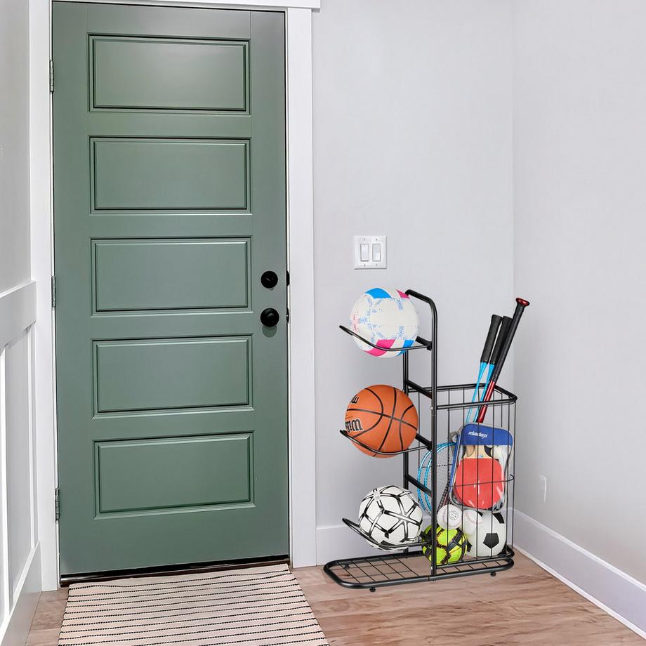 Northix Portapalle con ripiani e cestino  