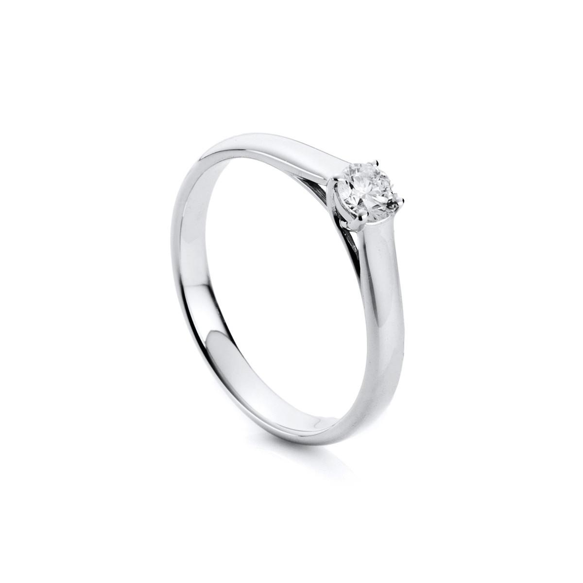 Image of Solitär Ring 585/14k Weissgold Diamant 0.25ct. Damen Silber 54