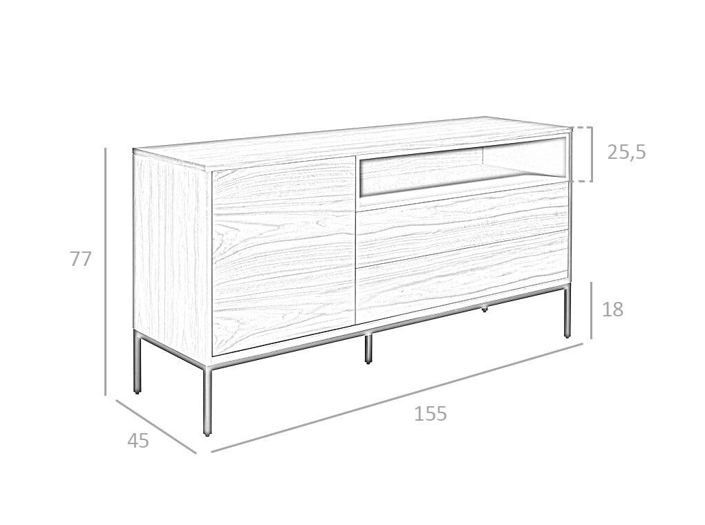 ANGEL CERDA Sideboard in Grau und Nussbaumholz  