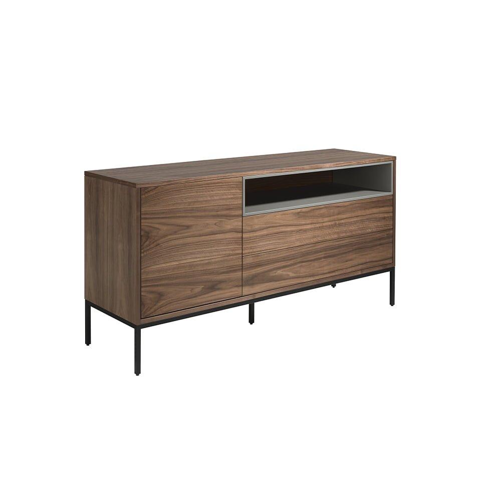 Image of Sideboard in Grau und Nussbaumholz Sideboard in Grau und Nussbaumholz