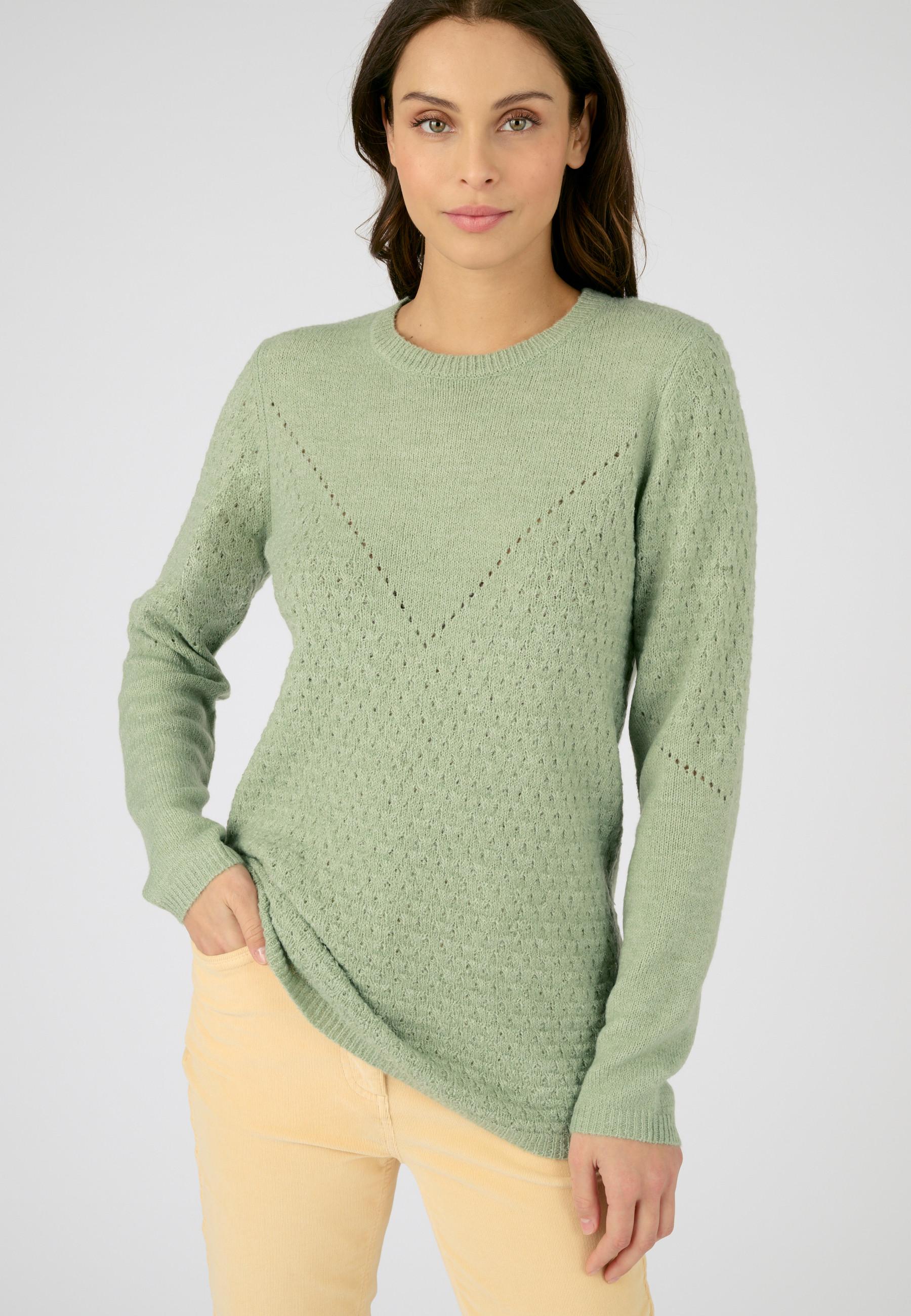 Image of Pullover Im Ajourstrick Und Originellem Muster Thermolactyl Damen Grün 54/56