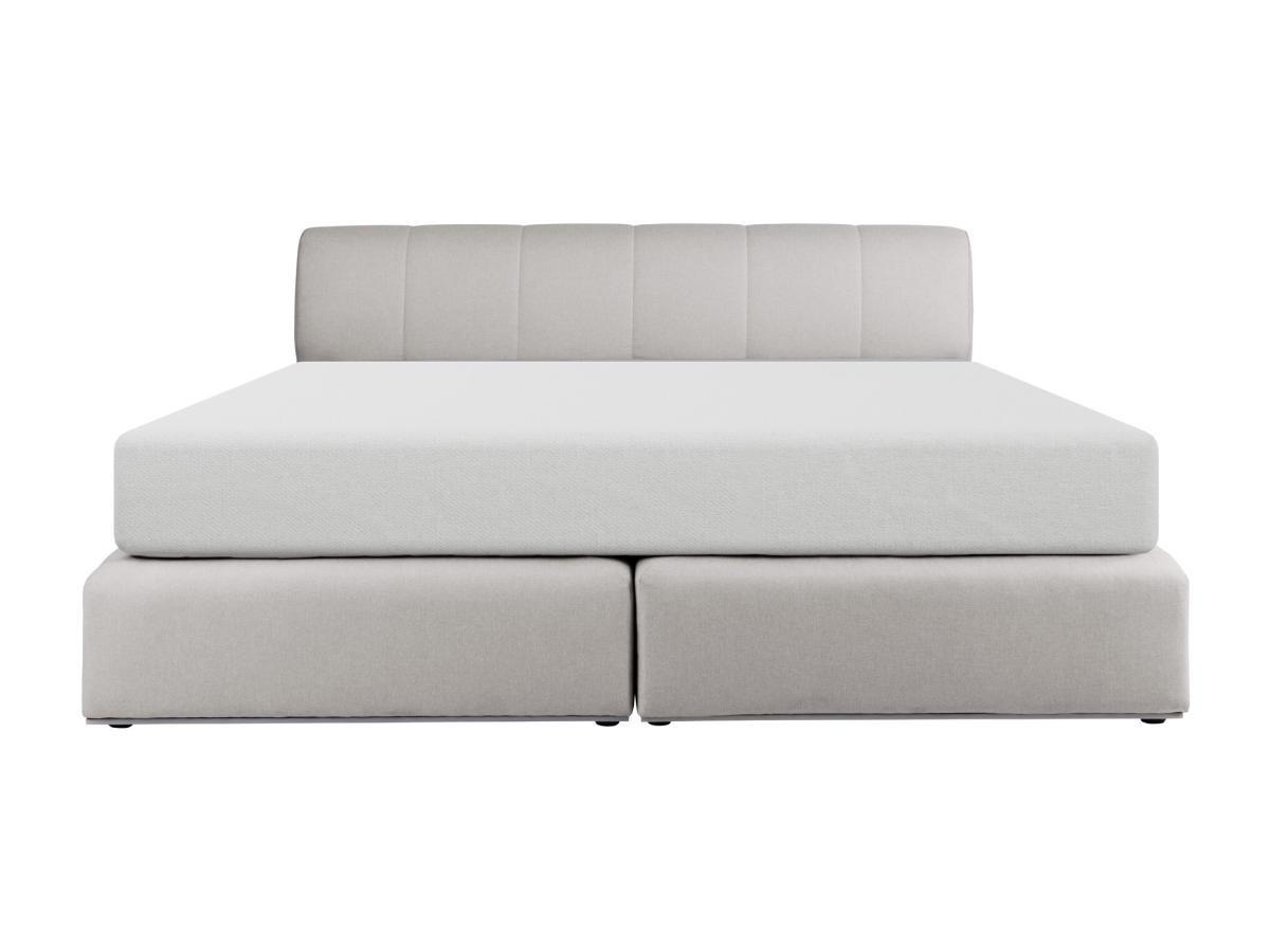 Ysmée Boxspringbett mit Kopfteil + Lattenrost mit LED-Beleuchtung + Matratze - 180 x 200 cm - Stoff - Grau - OTARU von YSMÉE  