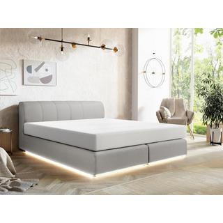 Ysmée Boxspringbett mit Kopfteil + Lattenrost mit LED-Beleuchtung + Matratze - 180 x 200 cm - Stoff - Grau - OTARU von YSMÉE  