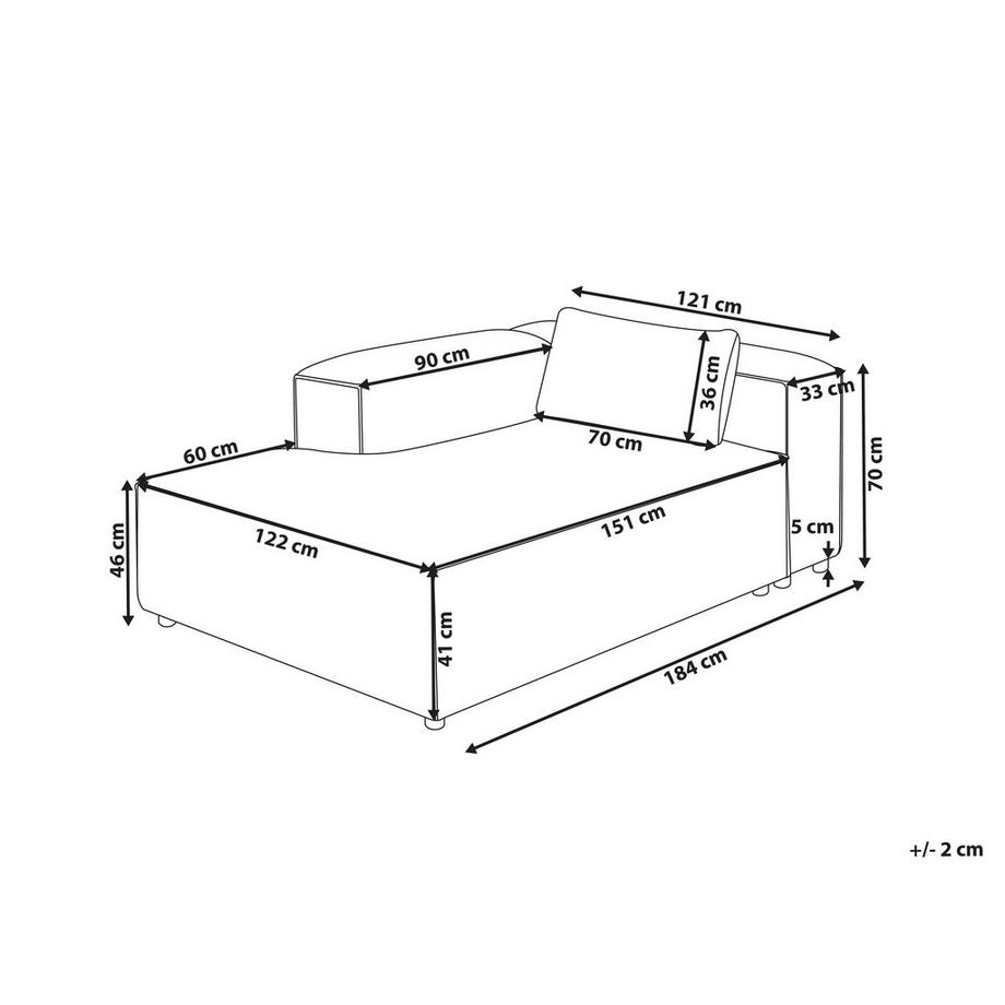Beliani Chaise longue côté droit en Cuir écologique vegan Moderne BRANDE  