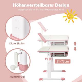 Northix Kinderschreibtisch 51-73cm Höhenverstellbar Schülerschreibtisch mit neigbarer Tischplatte (Rosa Tisch)  