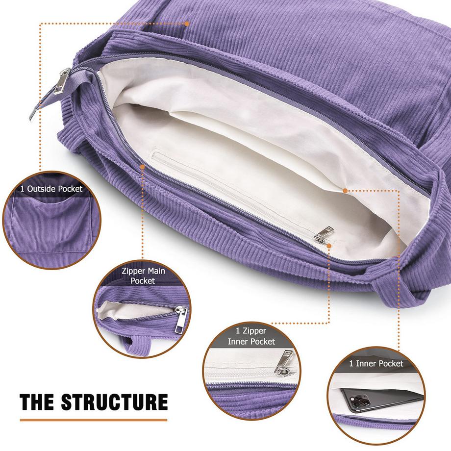 Only-bags.store Kordtasche Reissverschluss Umhängetasche Shopper Grosse Tragetasche  