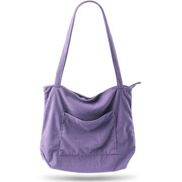 Kordtasche Umhängetasche mit Reißverschluss, Shopper Tasche Umhängetasche große Tragetasche