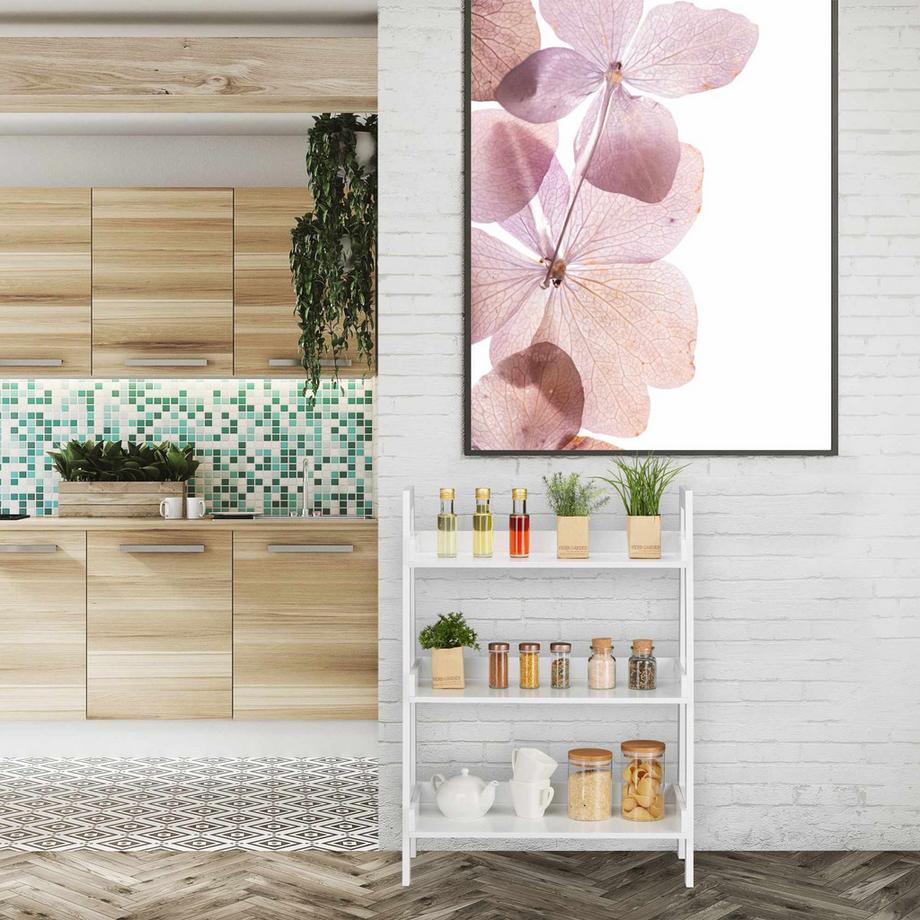 Northix  Étagère autoportante blanche à 4 niveaux 