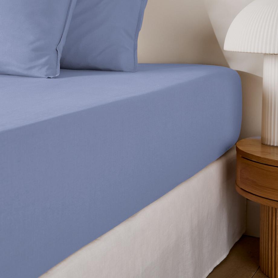 Drap housse uni coton lavé bonnet 30cm