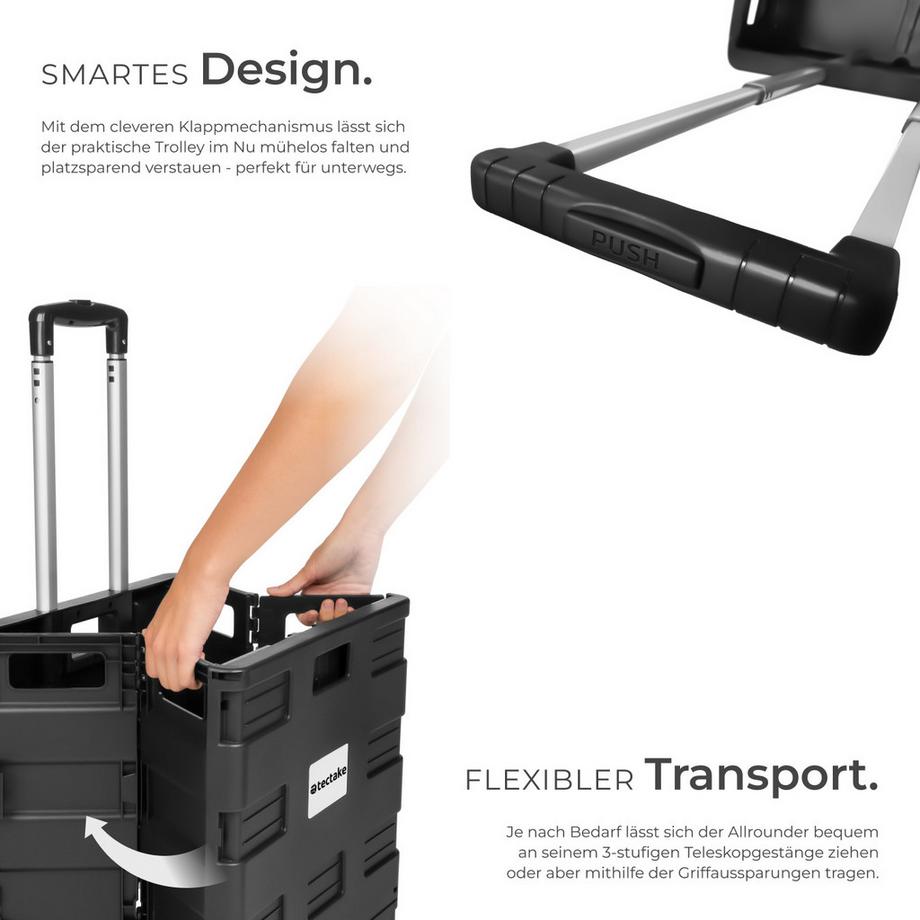 Tectake  Chariot de courses à roulettes  pliable 