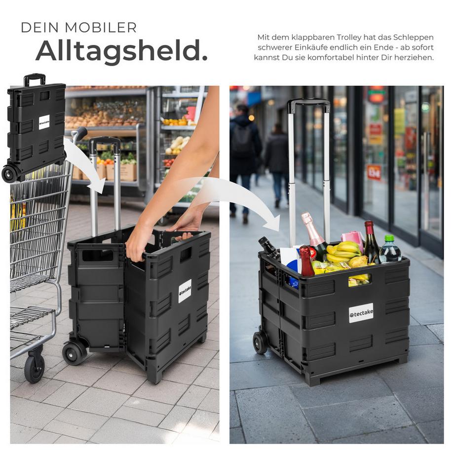 Tectake  Chariot de courses à roulettes  pliable 