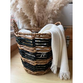 Calicosy Cesto di giunco d'acqua bicolore con motivo geometrico - 30 x 34 cm  