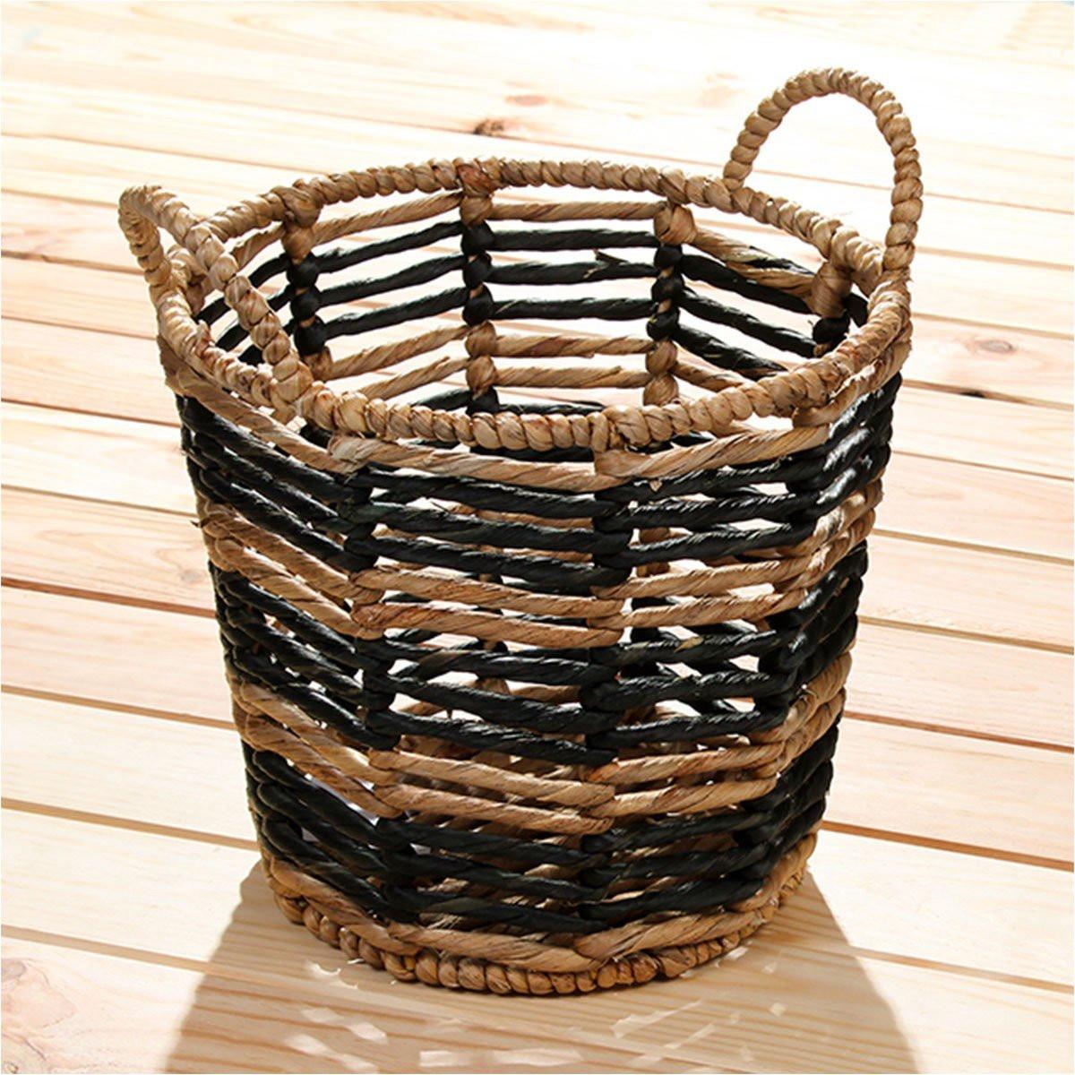 Calicosy Cesto di giunco d'acqua bicolore con motivo geometrico - 30 x 34 cm  