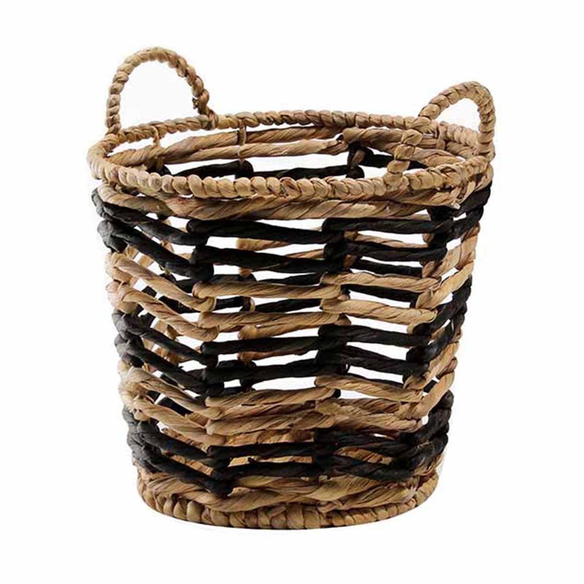 Calicosy Cesto di giunco d'acqua bicolore con motivo geometrico - 30 x 34 cm  