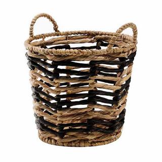 Calicosy Cesto di giunco d'acqua bicolore con motivo geometrico - 30 x 34 cm  