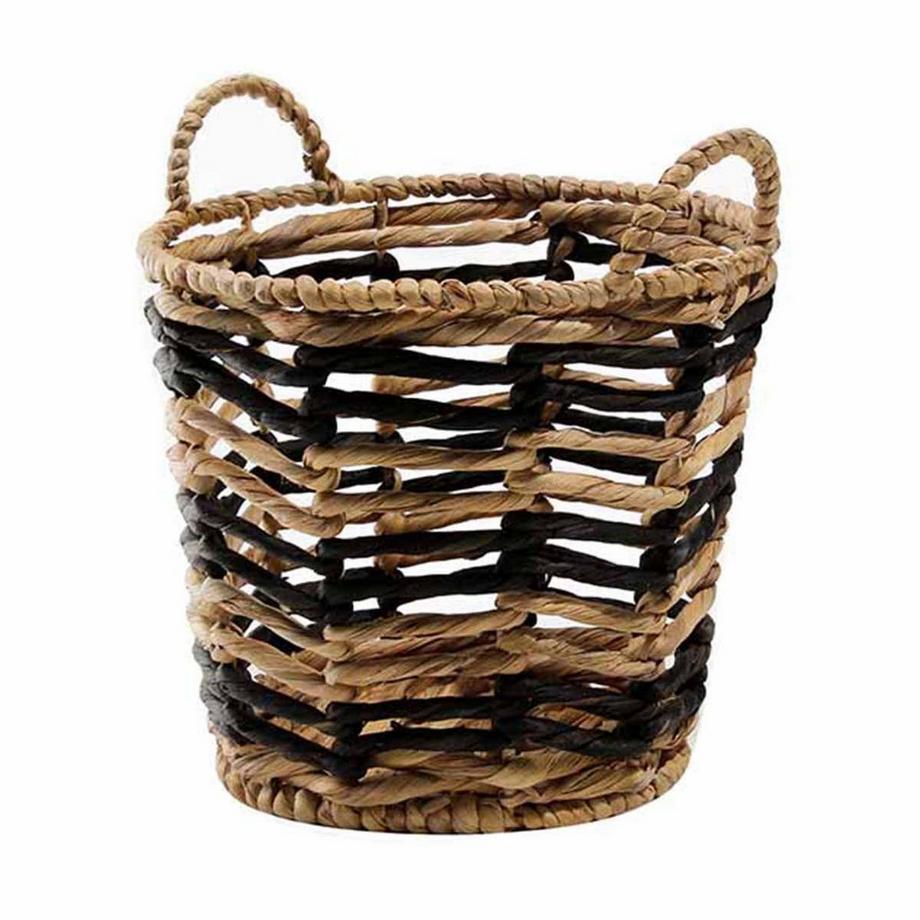 Calicosy Wasserschilf zweifarbiger runder Korb mit geometrischem Muster - 30 x 34 cm  