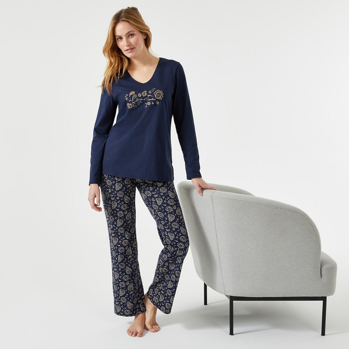 Image of Bedruckter Jersey-pyjama Damen Blau 33/34