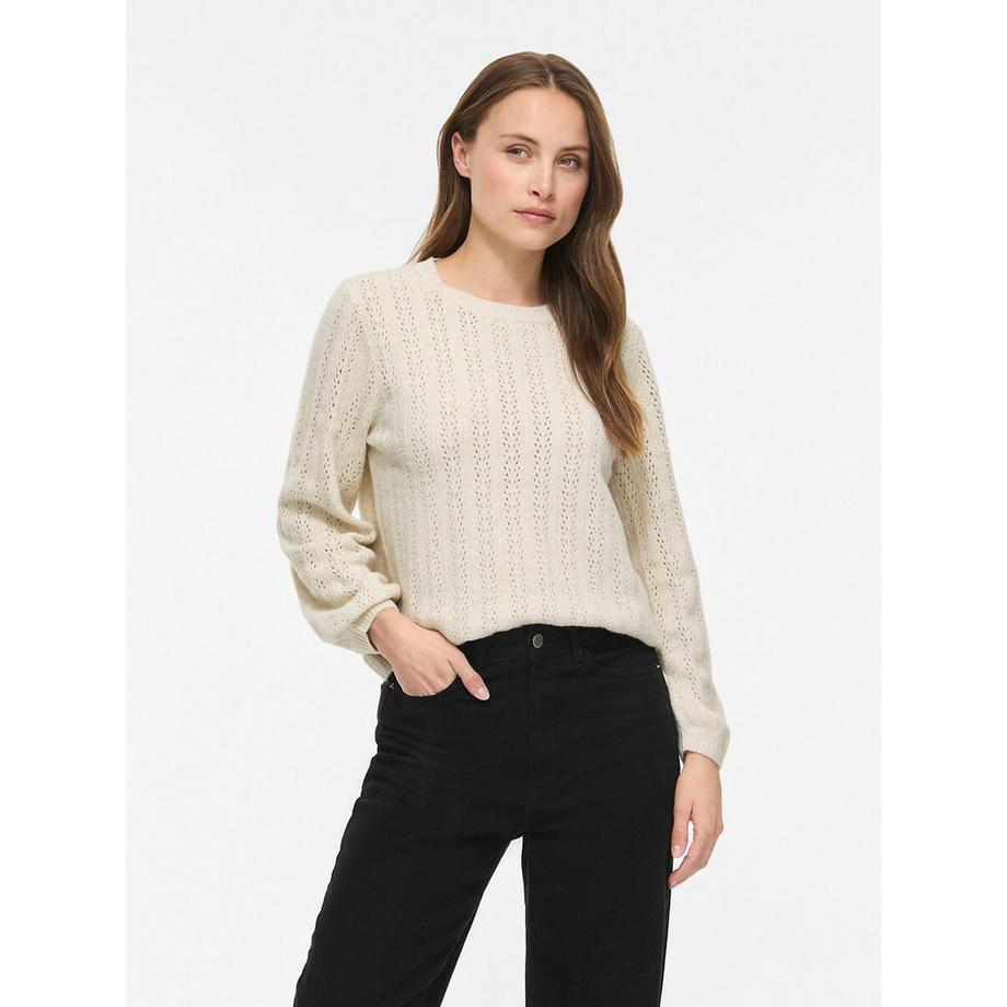 Ajour-Pullover mit Rundhalsausschnitt