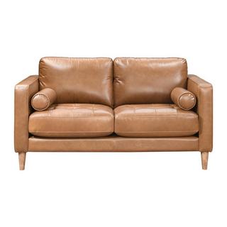 Vente-unique Sofa 2-Sitzer - 100 % Premium-Büffelleder - Braun - Vintage - BAROTA  