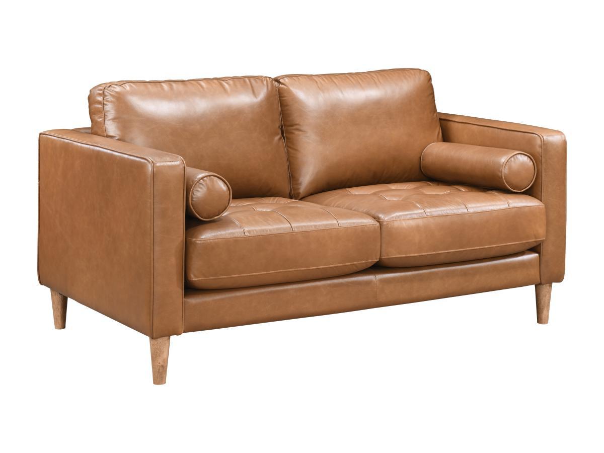 Vente-unique Sofa 2-Sitzer - 100 % Premium-Büffelleder - Braun - Vintage - BAROTA  