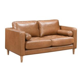 Vente-unique Sofa 2-Sitzer - 100 % Premium-Büffelleder - Braun - Vintage - BAROTA  