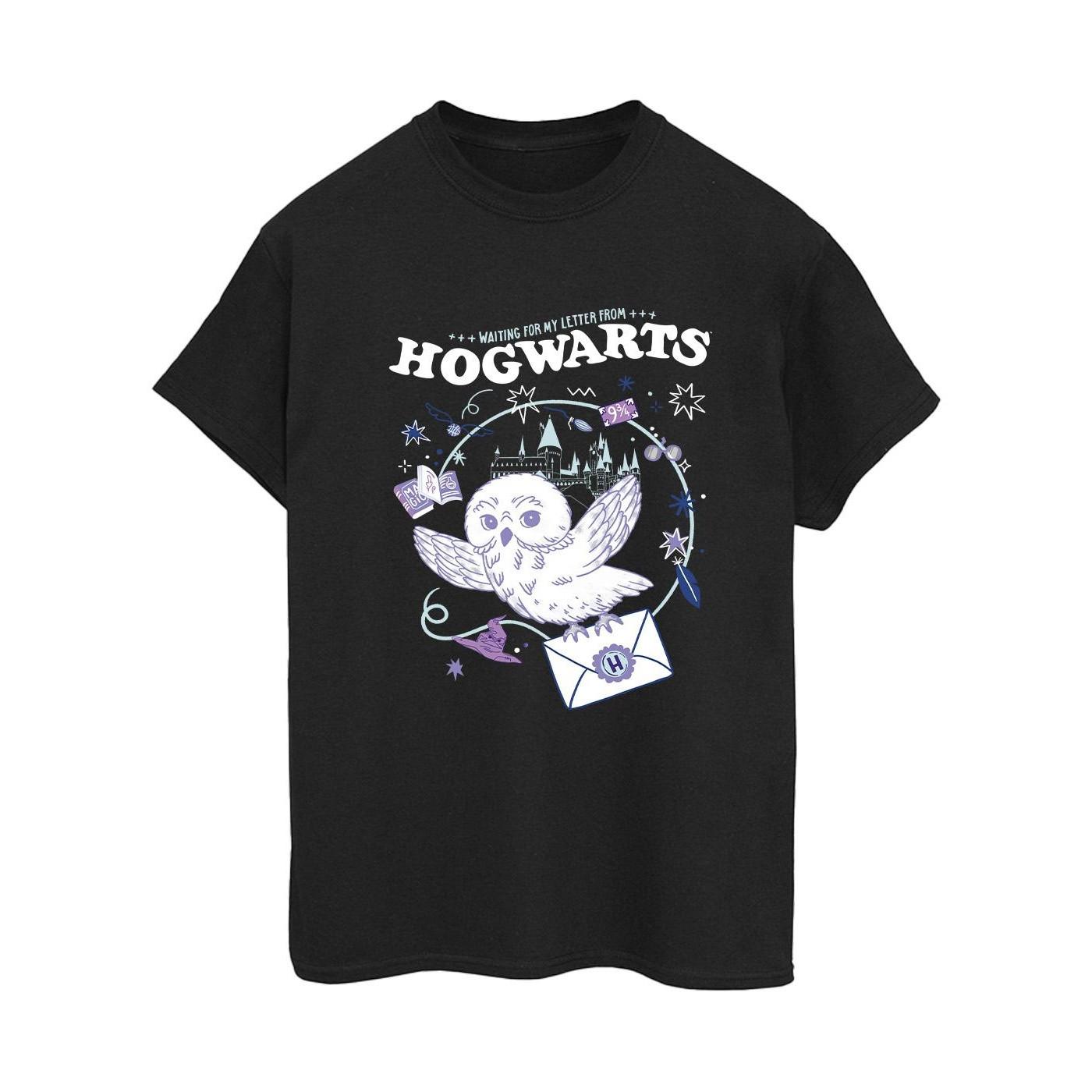 Image of Owl Letter From Hogwarts Tshirt Damen Schwarz 3XL
