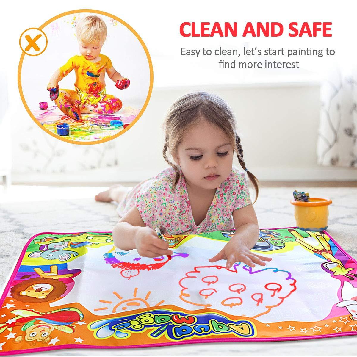 Activity-board  Tapis de coloriage Water Doodle Mat Magic Doodle, avec stylo pour tapis de coloriage et accessoires pour tampons, tapis de dessin pour enfants 