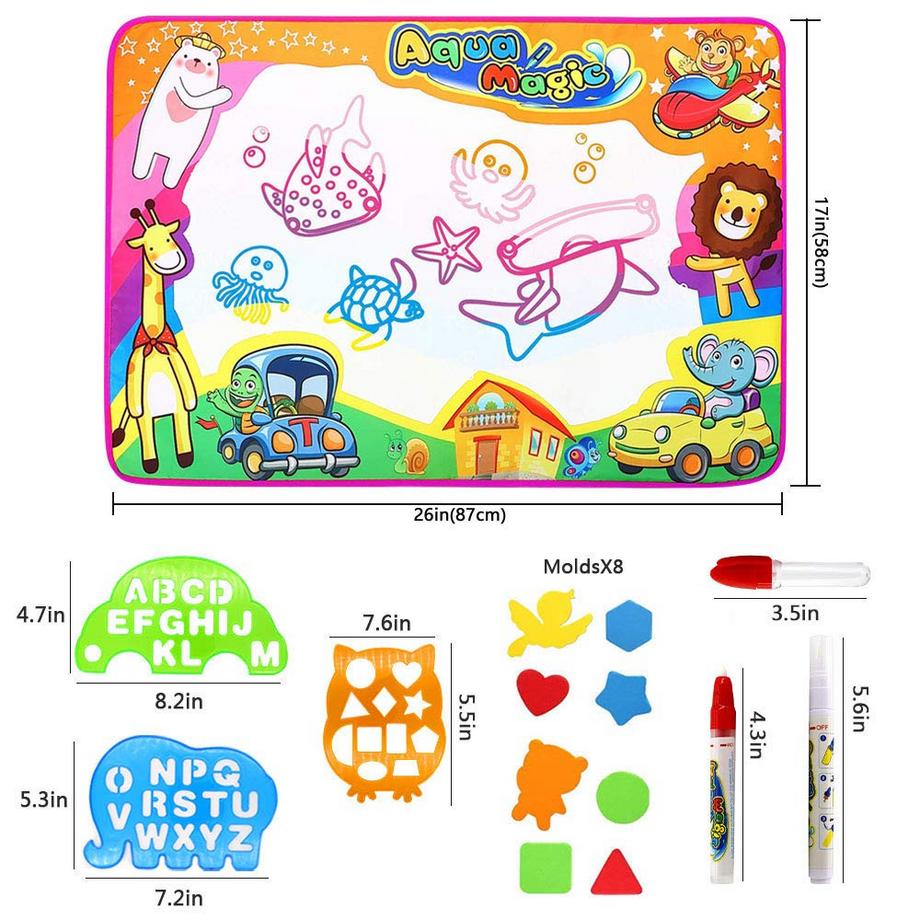 Activity-board  Water Doodle Mat Magic Doodle Malmatte, mit Malmatte Stift und Stempel Zubehör, Zeichenmatte für Kinder 