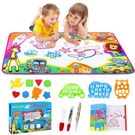 Activity-board  Tapis de coloriage Water Doodle Mat Magic Doodle, avec stylo pour tapis de coloriage et accessoires pour tampons, tapis de dessin pour enfants 