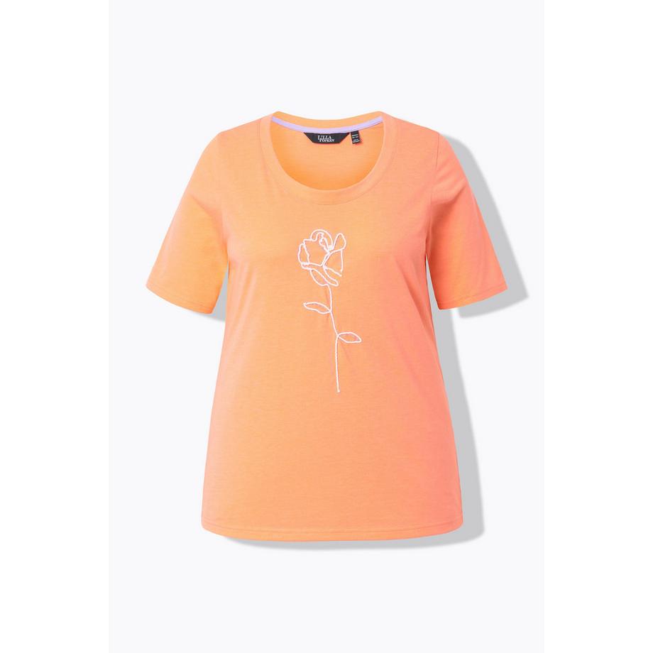 Ulla Popken Classic Rosen Print Halbarm T-Shirt  
