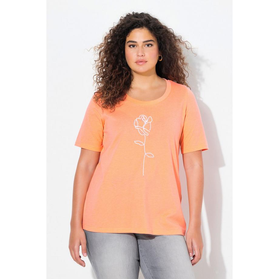 Ulla Popken Classic Rosen Print Halbarm T-Shirt  