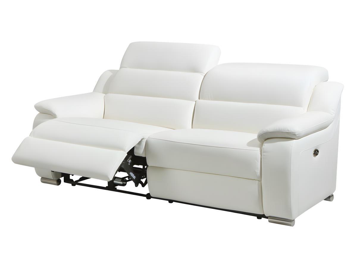 Vente-unique Relaxsofa elektrisch 3Sitzer ARENA III Leder Elfenbeinfarben  