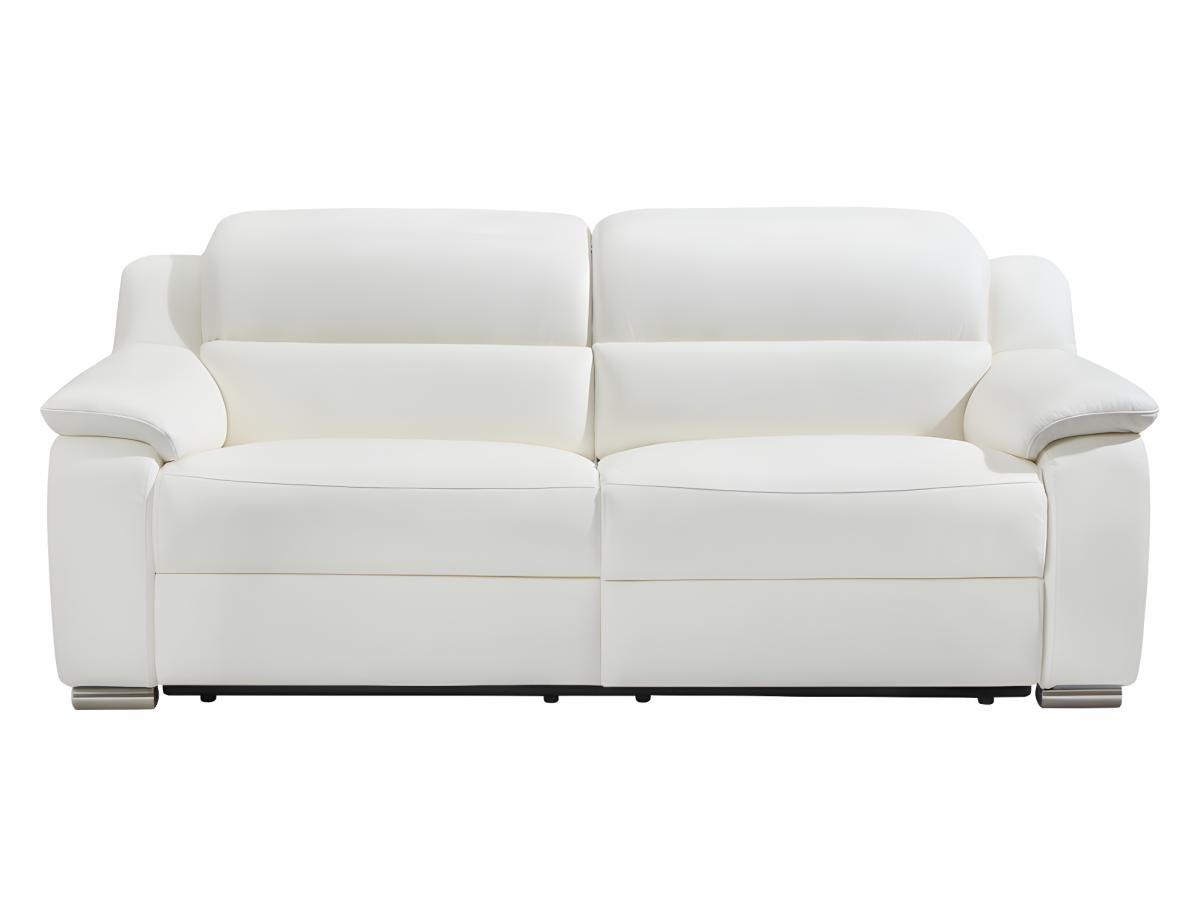 Vente-unique Relaxsofa elektrisch 3Sitzer ARENA III Leder Elfenbeinfarben  