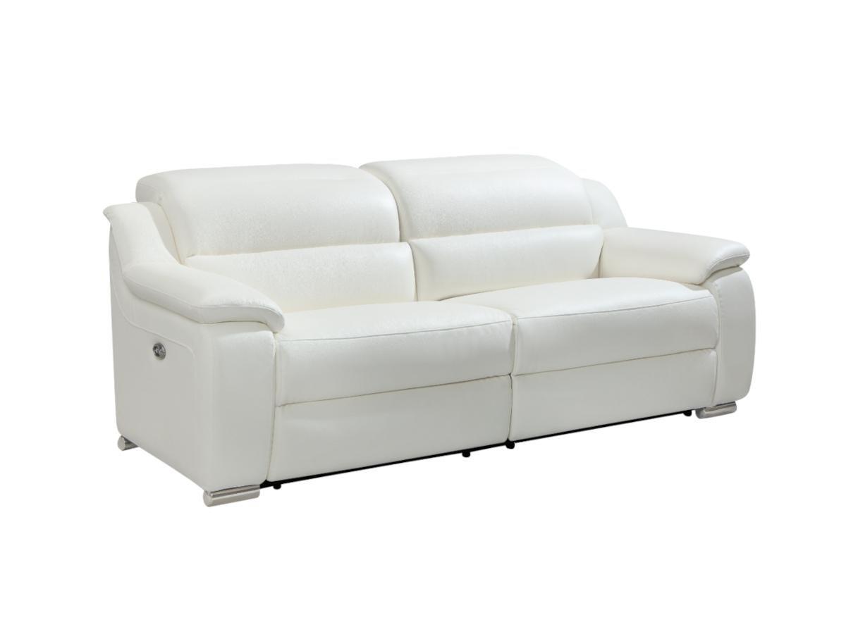 Vente-unique Relaxsofa elektrisch 3Sitzer ARENA III Leder Elfenbeinfarben  