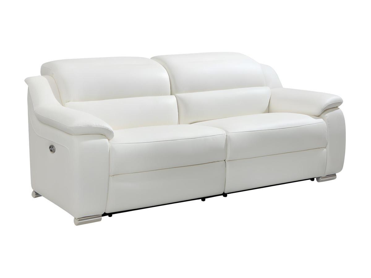 Vente-unique Relaxsofa elektrisch 3Sitzer ARENA III Leder Elfenbeinfarben  