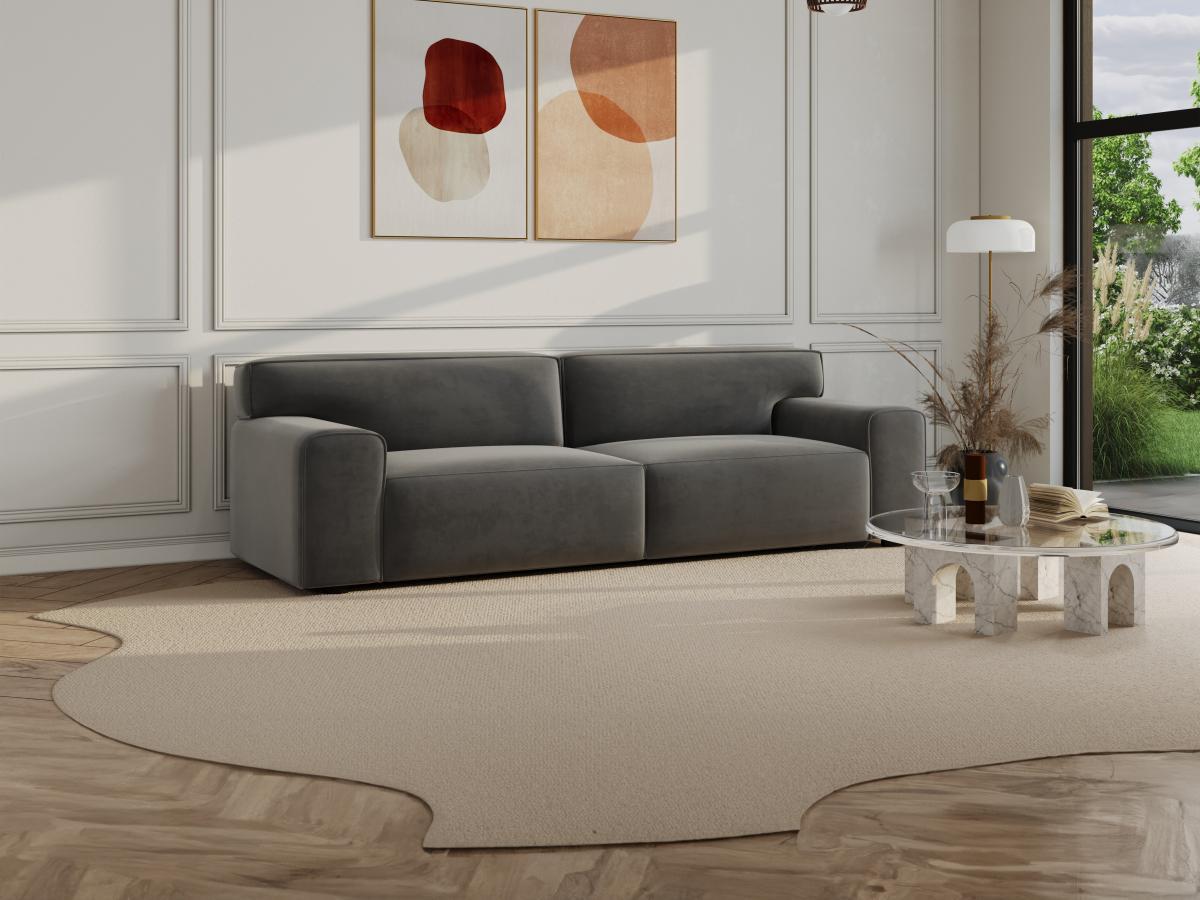 Vente-unique Sofa 3-Sitzer - Samt - Grau - OTRANO  