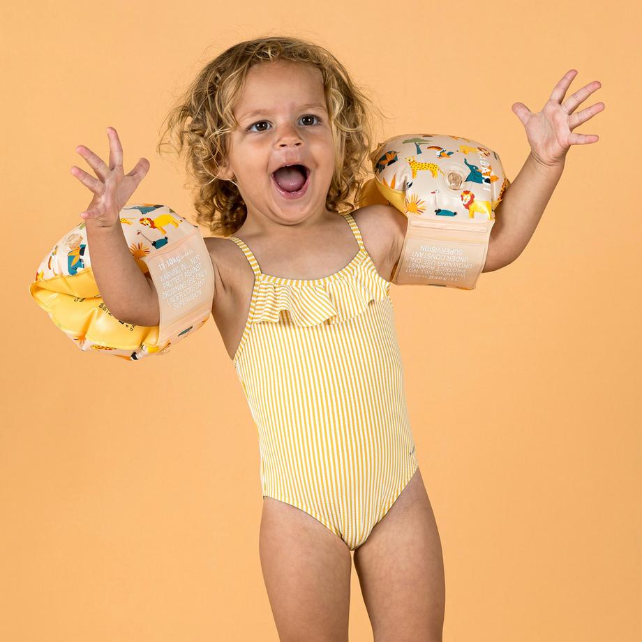 DECATHLON  Maillot de bain bébé fille à volants imprimé 