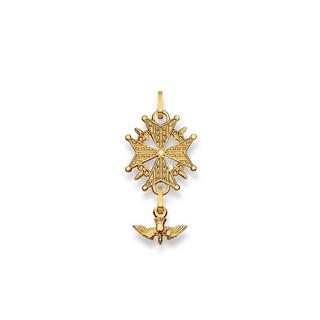 MUAU Schmuck  Pendentif croix huguenote en or jaune 750, 33x15mm 